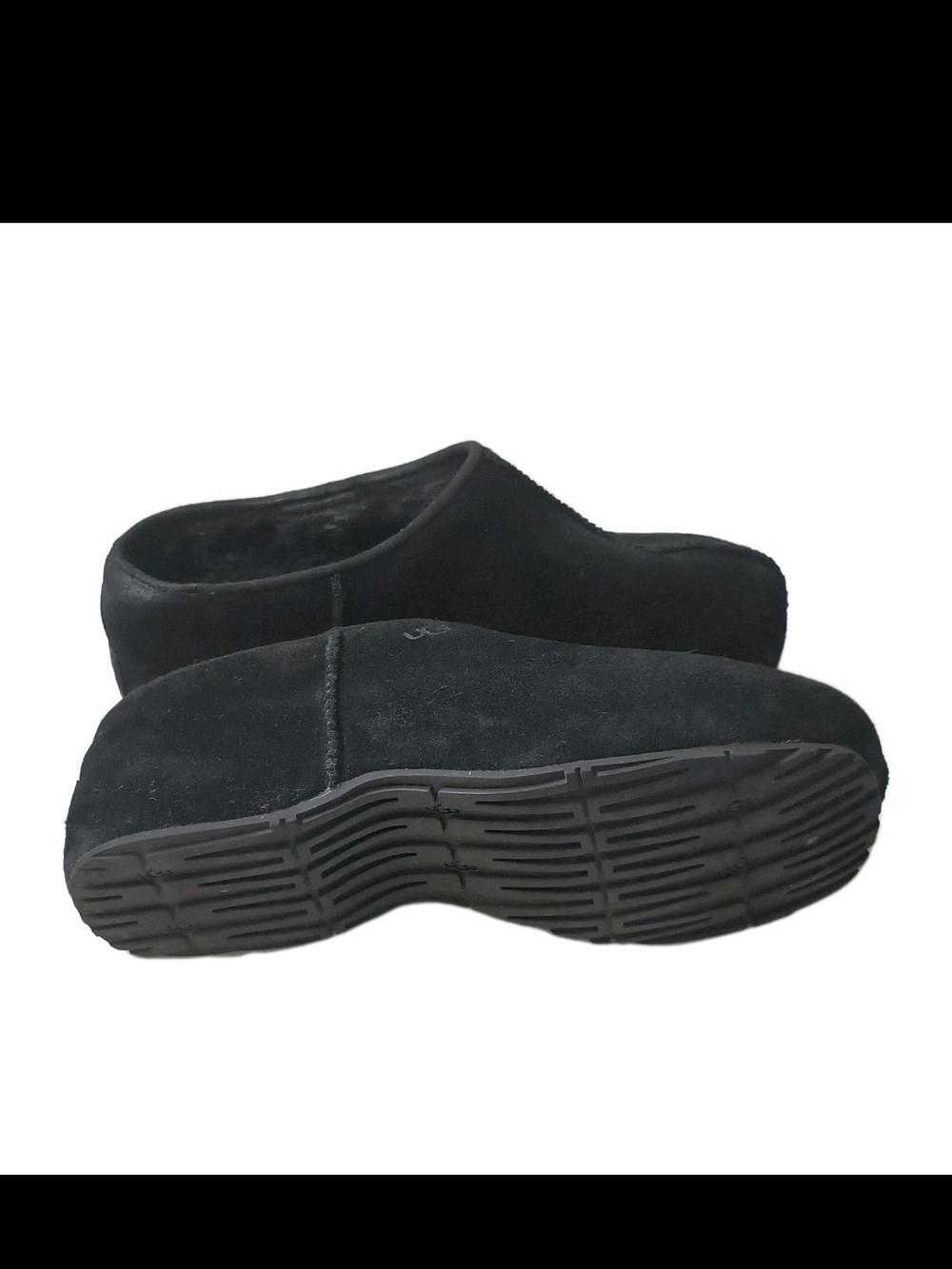 UGG Cottage Clog Slip On Shoes Black Suede Leather Women’s Size 8 - Picture 7 of 7